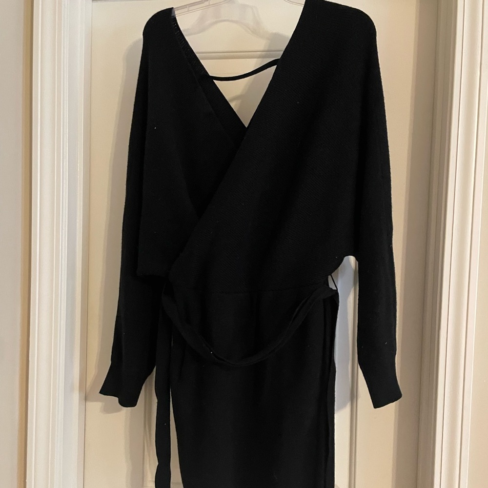Black Sweater Dress from the Caitlin Covington collection with Pink Lily.